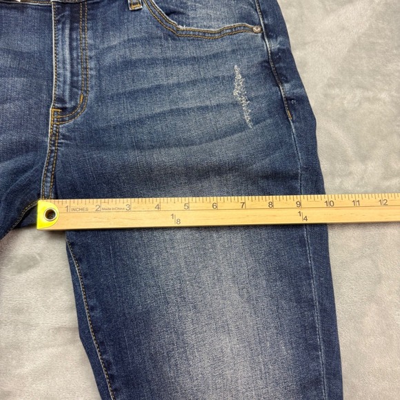 Kancan Womens Jeans Della Ankle Cuff Mid Rise Distressed Blue Denim 13 30 - Picture 12 of 13